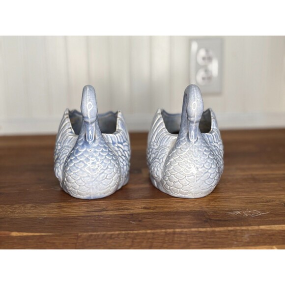 Set of‎ 2 Vintage Redwing USA Swan Planter Blue MCM Ceramic 259 Blue Vase EUC - Picture 4 of 12
